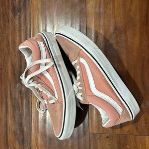 Vans Women's pink and White Sneakers, size 9 or men’s size 7.5